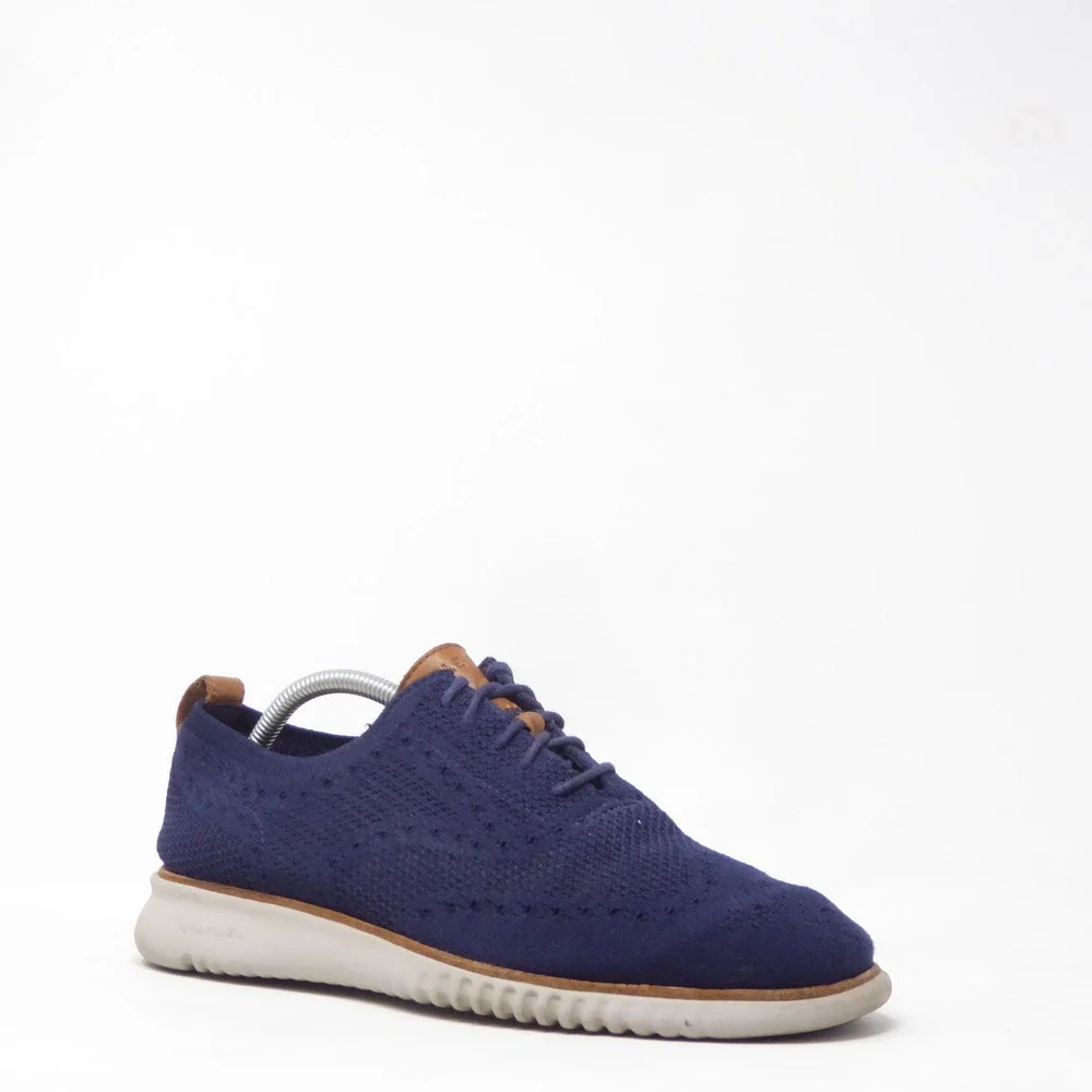 Cole Haan Mens 2.ZEROGRAND Stitchlite Oxford Shoes Navy Blue Knit C27569 Size 9